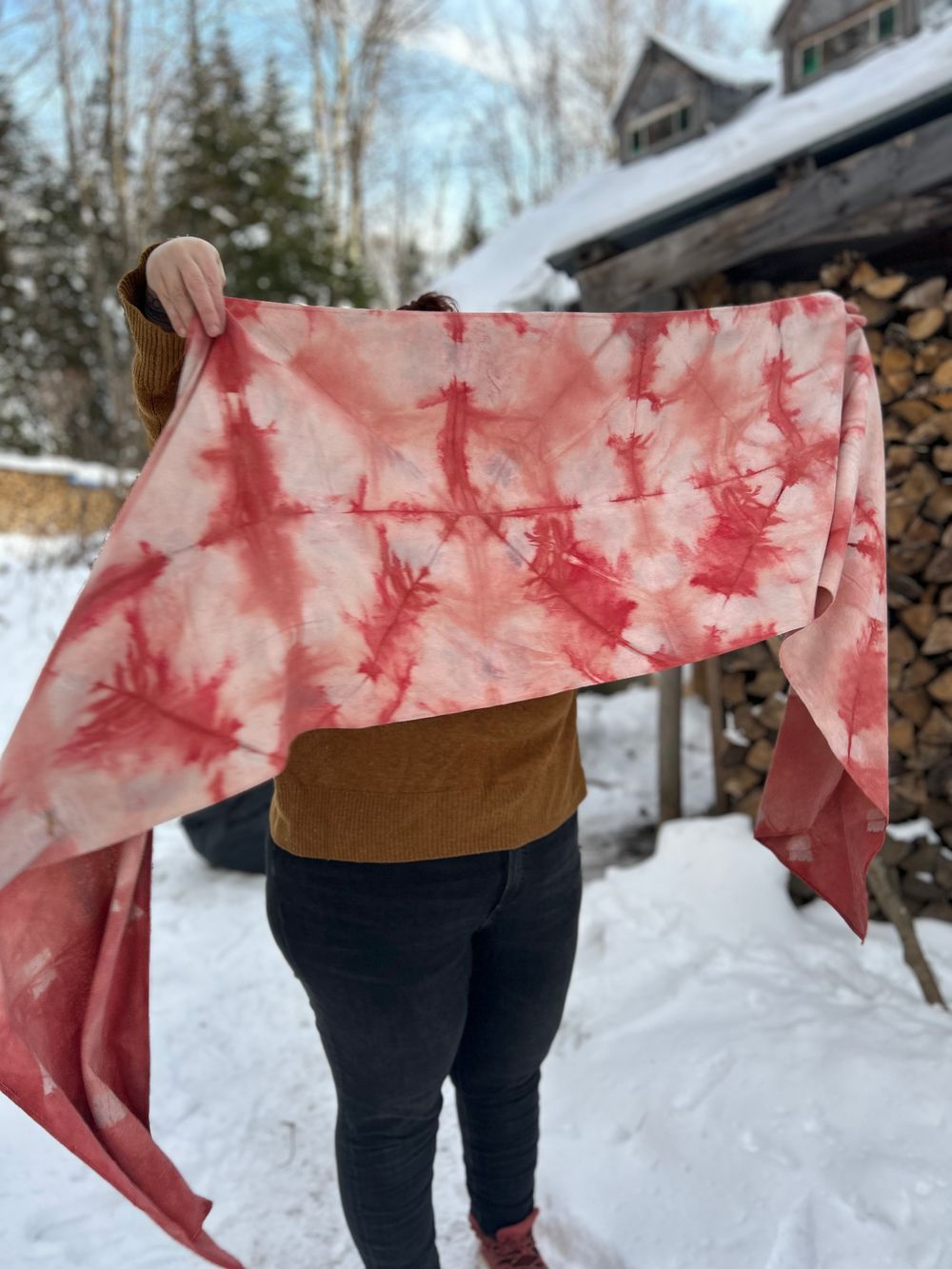 Raw Silk Scarves Dyed With Madder