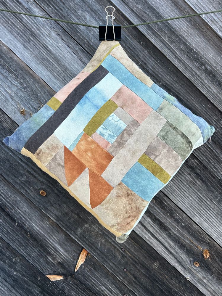Raw Silk Improv Patchwork Throw Pillows