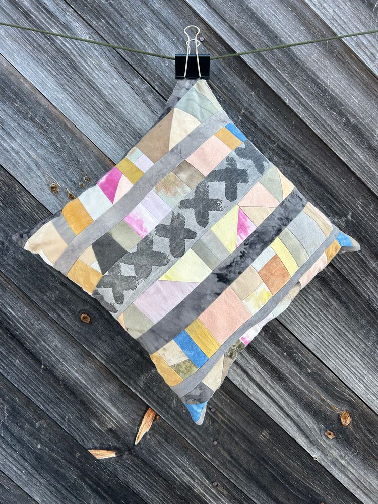 Cotton Improv Strip Patchwork Throw Pillow
